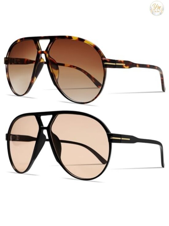 Accessories - Retro Aviator Sunglasses Women Oversized UV400 Protection Square Frame